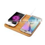 Bamboo Edition Dual Port Qi-standard Wireless Charging Pad With LED Indicators With All Qi-enabled Devices thumbnail-1