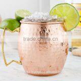 SOI COPPER MOSCOW MULE MUG 16oz HAMMERED TEXTURE Made of Solid Copper Brass Handle thumbnail-1