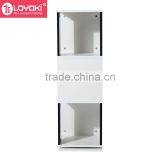 3-Tier Rotating Bookshelf Black and White MDF Wood Bookcase Wooden Cube Organizer thumbnail-3