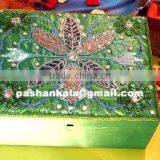 Decorative Green Zari Embroidery Box thumbnail-1