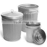 Various Sizes Outdoor Round Galvanized Steel Metal Trash Can Recycle Garbage Bin thumbnail-1