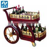Hotel Golden Beverage Serving Cart Wine Rolling Trolley thumbnail-5
