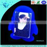 Animal Penguin Shaped Blue Strong Magnet Acrylic Photo Frame for Sale thumbnail-1