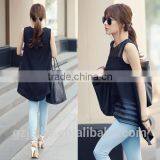 Blusas Femininas 2015 Summer Black Tulle Blusa Women Blouses Ladies Clothing Organza Sleeveless Striped Chiffon Blouse thumbnail-3