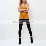 2016 Latest Women Deep V Neckline Sleeveless Embroidered Design Vest HST9314 thumbnail-5