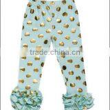 2016 China Low Price Wholesale Boutique Warmer Glod Polk Dots Leggings/pants With Ruffle for Cute Baby Kids thumbnail-2