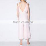 HAODUOYI Women Sexy Deep V Jumpsuits Wide Leg Playsuits Sleeveless Rompers thumbnail-4