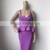 4 Colors Wholesale Knee Length Spaghetti Strap 2 Piece Women's High Waist HL Bodycon Bandage Dress Cocktail Party Dress thumbnail-3