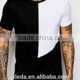 Fashion Men Cut & Sew Square Panel Round Collar Short Sleeve Plain T-shirt Wholesale Custom Factories thumbnail-3
