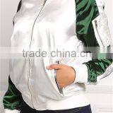 MGOO 2017 Hot Sale Custom Satin Bomber Jackets Zip Up Silver Fashion Tops Raglan Long Sleeves Tops thumbnail-4