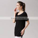 Thin Short Sleeve Maternity Clothes Solid Breastfeeding Clothes Loose Hem Nursing T-shirts thumbnail-2