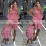 Newst Cotton Summer Frock Designs Flounced Mother Daughter Matching Dress thumbnail-2