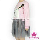 Baby Girl Winter Formal Dresses Cute Rabbit Long Sleeve Pink & Gray Tutu Dress thumbnail-2