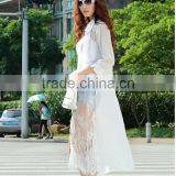 MOQ 1pc Hot Sale With Chiffon and Lace Patchwork Cardigan Long Lace t Shirt,t Shirt Women thumbnail-5