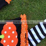 Fall Clothes Girls Halloween Clothes Girls Black Top Sets Kids Pumpkin Long Sleeve Sets With Necklace and Headband thumbnail-2