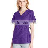 Women's Easy-Fit Mock-Wrap Scrub Shirt/Blouse Top With Adjustable Side Tie thumbnail-1
