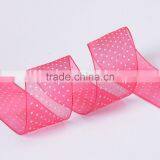 Polka Dots Printed Organza Sheer Ribbon thumbnail-2