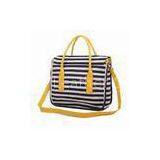 Fashion Stylish Tote With Polyester / Ladies Stripe Canvas Bags For Spring / Summer