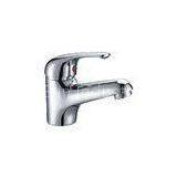 Zinc Alloy Flat Handle Polished Brass Basin Tap Faucets With Ceramic Valve thumbnail-1