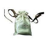 Deux Beige Shing Satin Ribbon Drawstrings Bag, Fabric Carrier Bags 2 Side Printing thumbnail-1