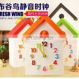 Plastic Candy Color House Shape Cuckoo Wall Clock
