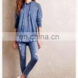 China Wholesale Women Clothes Layered Plaid Cotton Jersey Hoodie With Flannel Trim Manufacturers thumbnail-4