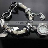 2017 Fashion New Personality Woven Leather Belt Diamond Watches Bracelet Pendant Wristwatch for Women thumbnail-1