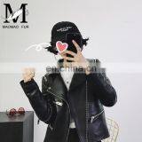Women Short Sheepskin Biker Jacket Slim Natural Lambskin Coat Leather Jacket 100% Genuine thumbnail-6