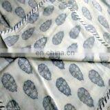 lozenge shap Indian Voile Cotton White Damask Hand Block Printed AC Quilt Dohar