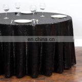 Black Shiny Sequin Round Table Cloth Rectangular Table Cloth for Wedding Decoration thumbnail-3