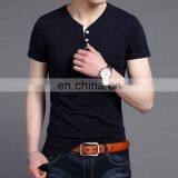 New Arrival Mock v Neck Buttons Collar Wholesale t Shirts Full Hand Designer Ruched t Shirt for Big Man thumbnail-4