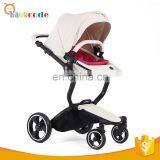 Luxury High View Leather Bar 4 Wheels Baby Strollers With Carrycot thumbnail-5