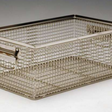 Ultrasonic decontamination baskets and ultrasonic trays for parts cleaning