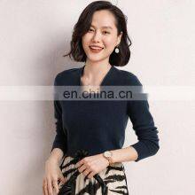 Women Custom 100% Erdos Cashmere V-neck Sweater thumbnail-2