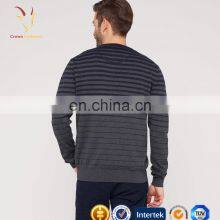 Mens Crew Neck Striped Pullover Wool Sweater thumbnail-2
