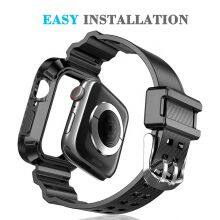 Waterproof Rugged Carbon Fiber Case With Watch Band For Apple Watch Series 6 5 Protective Case With Band Strap thumbnail-4