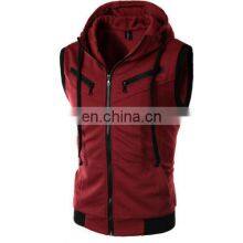 2022 OEM Custom Print Cotton Casual Men Pocket Sleeveless Hoodie thumbnail-3