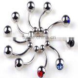 Hot Sale Cheap Lovely Anti-allergy 316L Stianless Steel Colorful Diamond Curve Nose Rings Body Piercing thumbnail-1