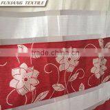 Floral Polyester Sheer Jacquard Stripe Rod-pocket Window Red Curtain thumbnail-3