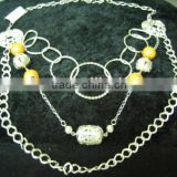 METAL CHAIN LONG CHEST LENGTH NECKLACE, PLASTIC BEADS