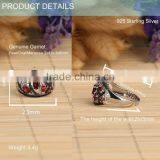 Cheap Price Oval Shape Hand Setting Natural Garnet Black Small Stone 925 Sterling Silver Ring thumbnail-1