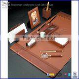 Exquisite 9 Pieces Luxury Brown Leather Desk Set