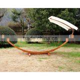 KD Design Swing Solid Wooden Stand Garden Hammock With Canopy