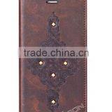 Vintage Flower Printing With Rivet Leather Case, for Iphone 6 Leather Case thumbnail-1