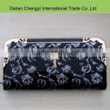 Wholesale cheap price long pattern shiny pu fancy women purse
