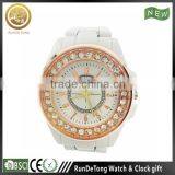 Beautiful White Plastic Quartz Lady Watch With Rose Gold Bezel thumbnail-1