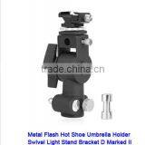 Metal Flash Hot Shoe Umbrella Holder Swivel Light Stand Bracket D Marked II thumbnail-3