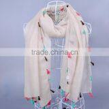 TOP Popular Plain Pure Color Women Scarf Voile Cotton Scarves 180*90 Pashmina thumbnail-6