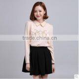 Manufacture Directly Clearance Sale Fine Pink Chiffon Embroidering Sweet Girl Fashion Summer Shirt thumbnail-1