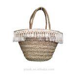 Cotton Thread Tassel Natural Straw Bag thumbnail-1